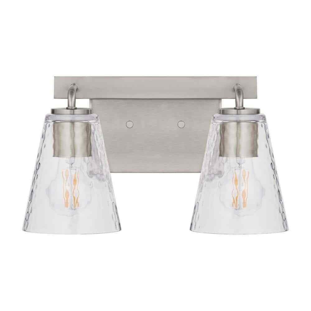 Home Decorators Westbrook 2-Light Brushed Nickel Modern Bathroom Vanity Light