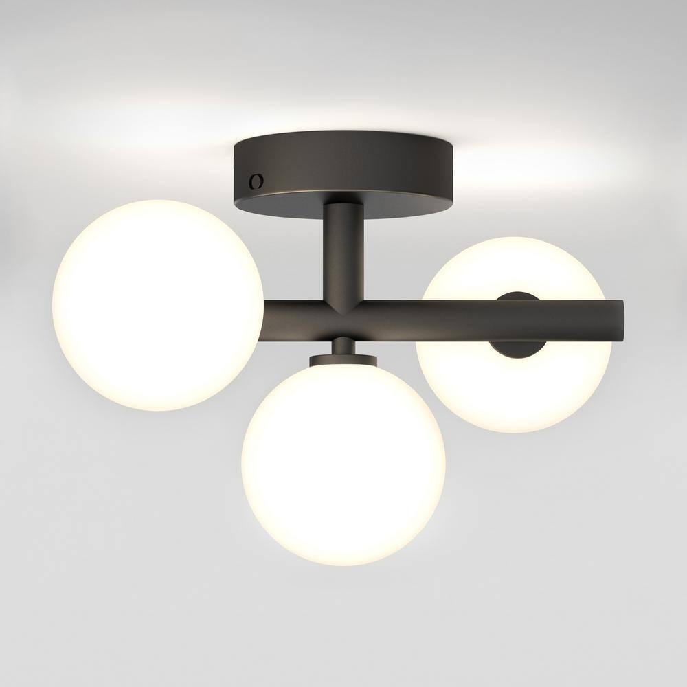 Artika Bloom 13 in 3-Light Black Selectable LED Modern Flush Mount Light Fixture