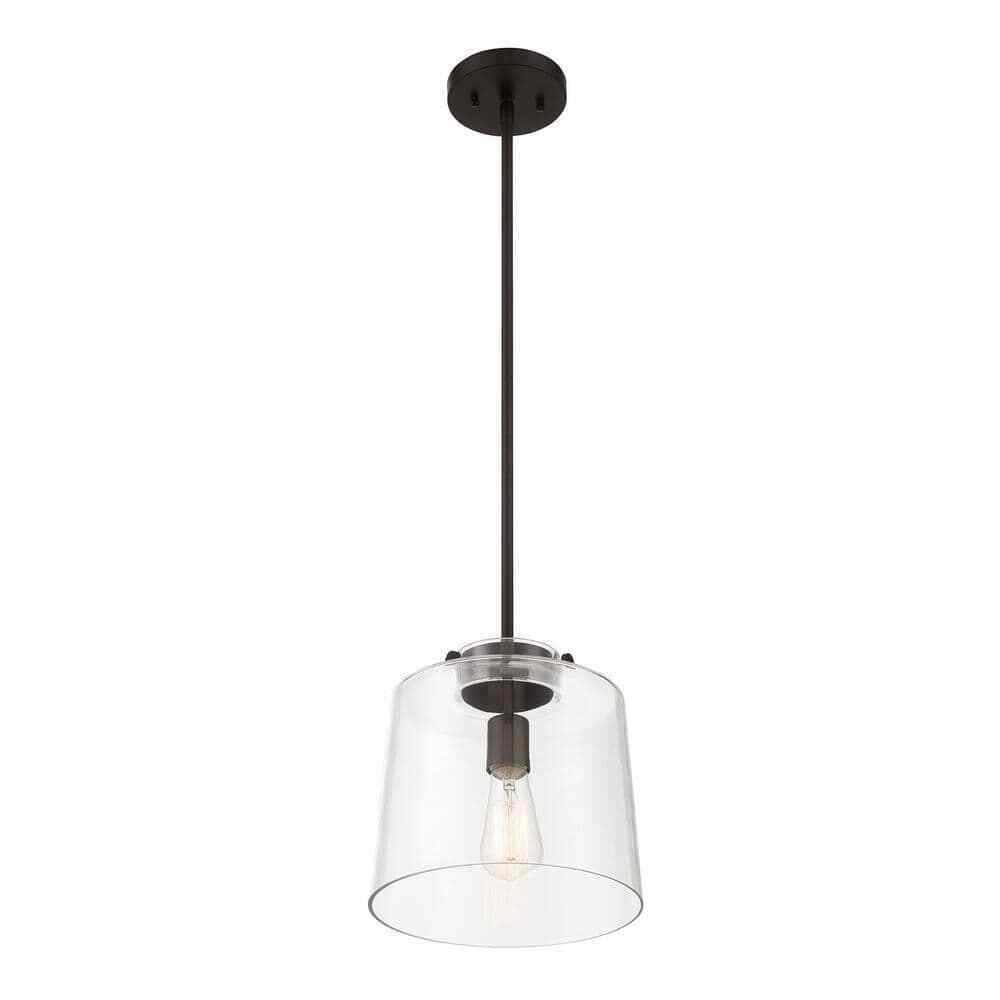 Hampton Bay Mullins 10 in. 1-Light Oil Rubbed Bronze Pendant Hanging Light