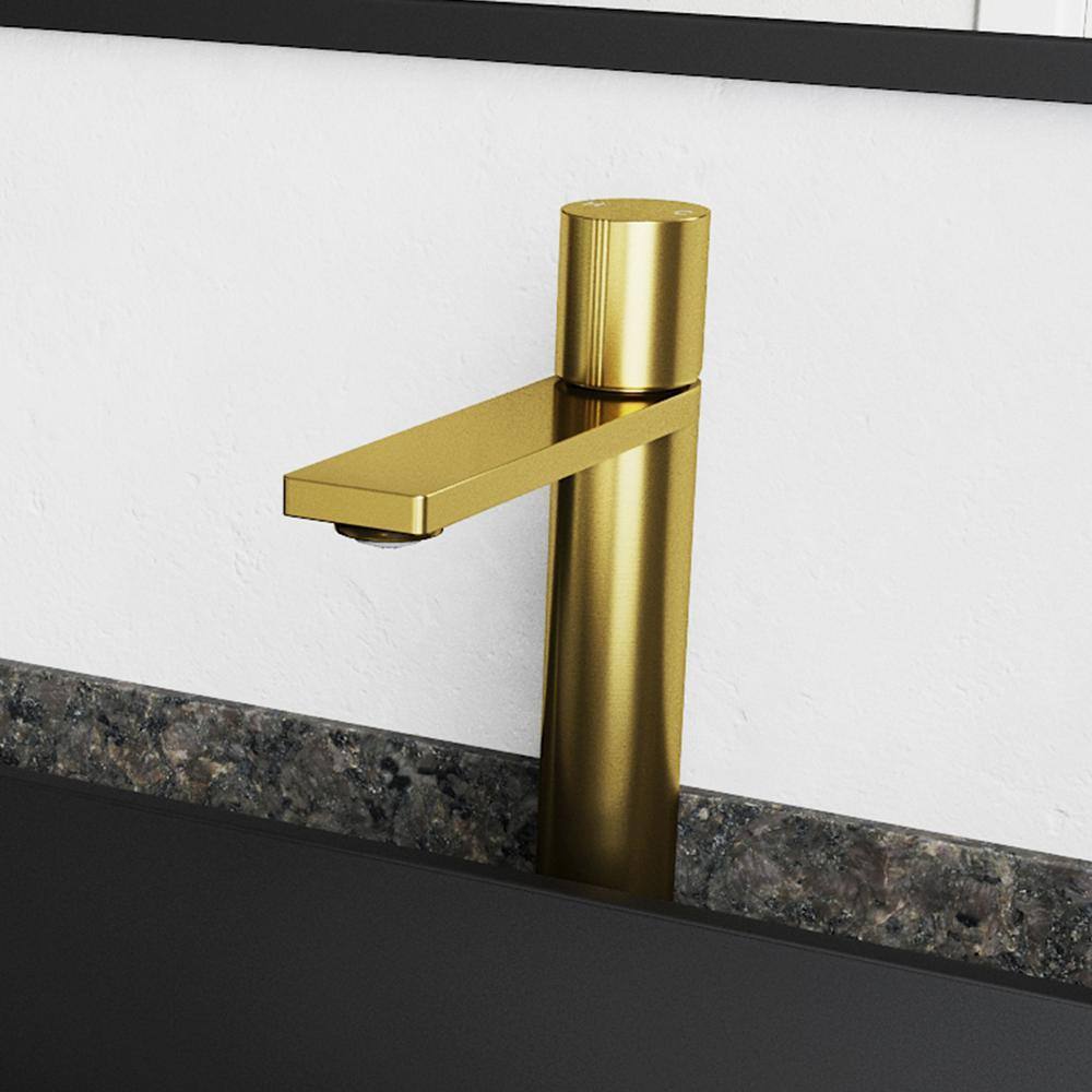 VIGO Gotham Single Handle Single-Hole Bathroom Vessel Faucet, Matte Brushed Gold