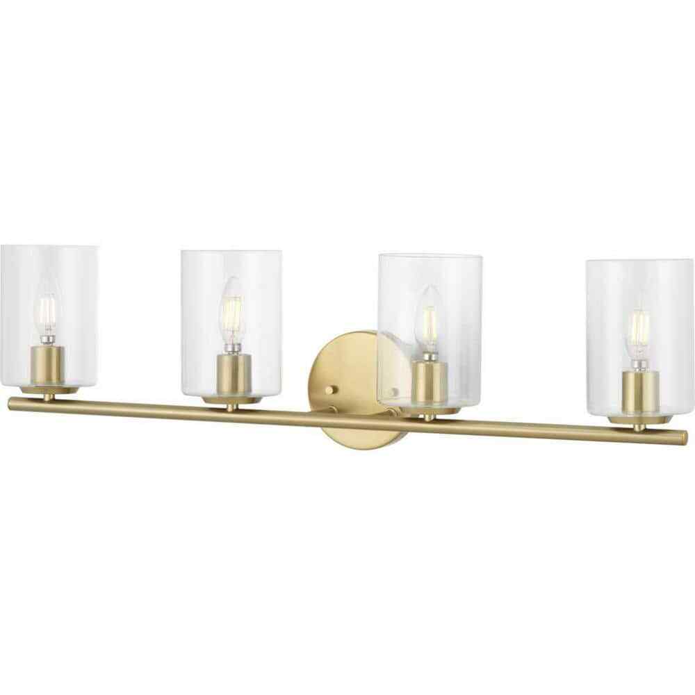 Hampton Bay Champlain 31.5 in. 4-Light Satin Brass Bathroom Vanity Light