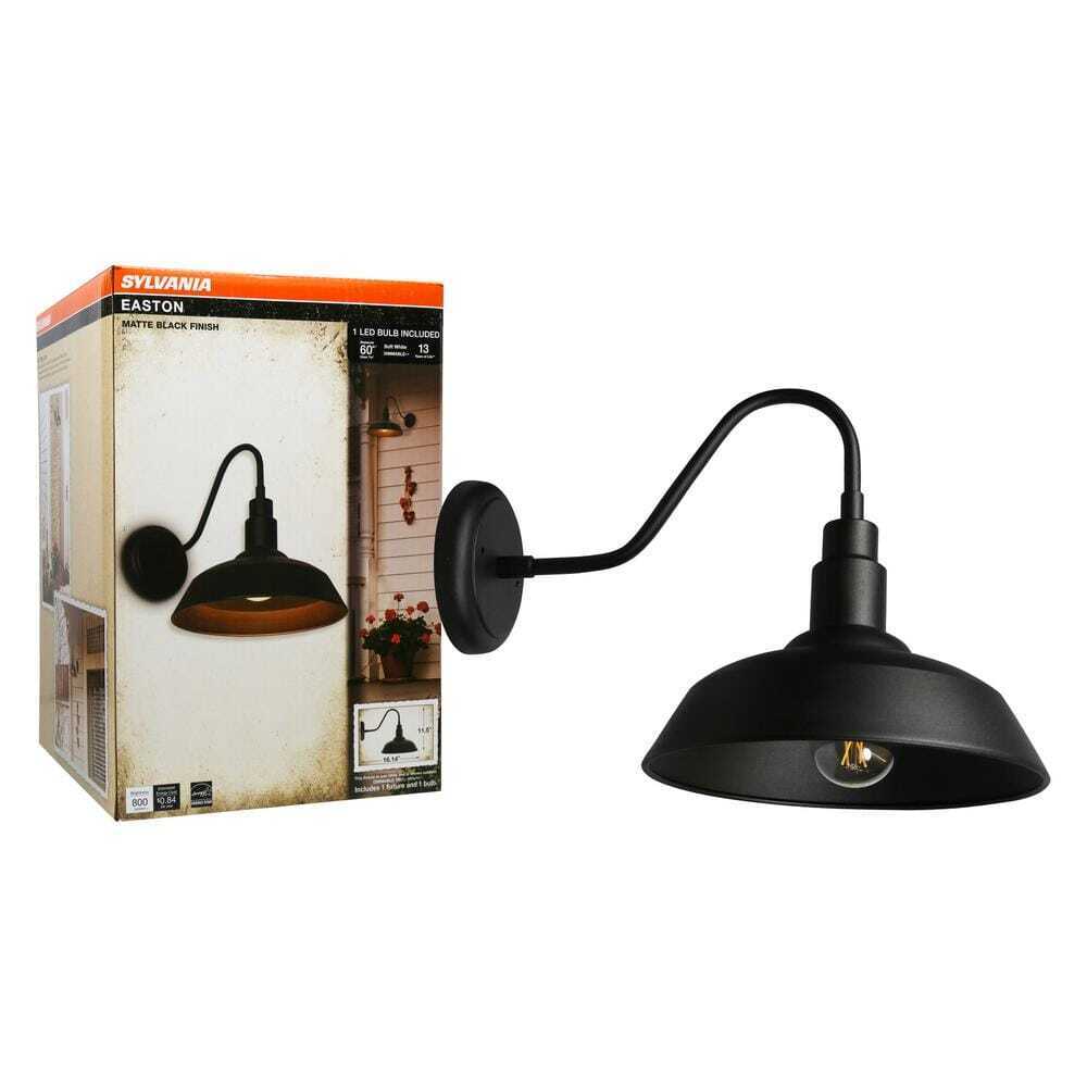 Sylvania Easton 11.5 in. Single Bulb Antique Black Outdoor Barn Light Sconce