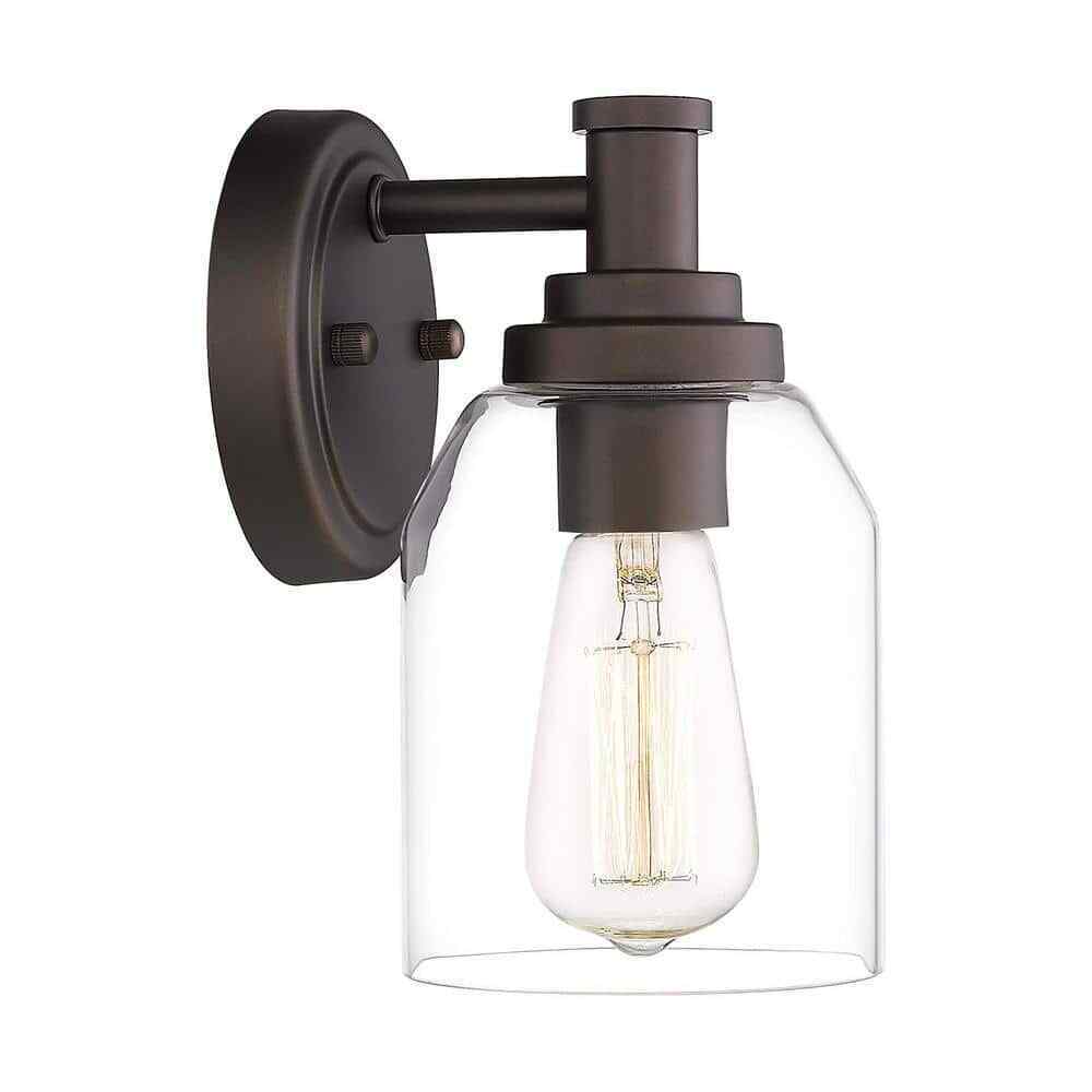 JAZAVA Oil Rubbed Bronze Finish with Clear Shade Vanity Sconces Lights