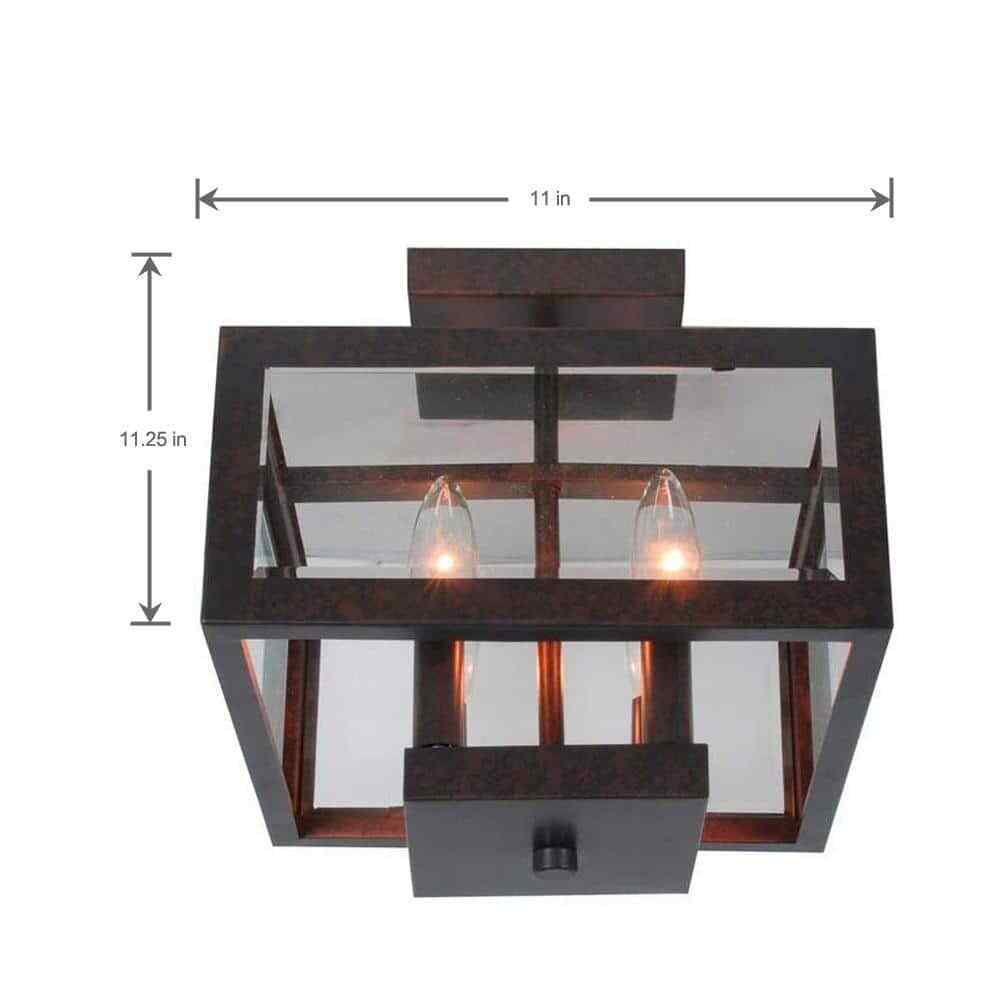 Hampton Bay Tallarook 11 in. 4-Light Oxide Brass Semi Flush Mount Ceiling Light