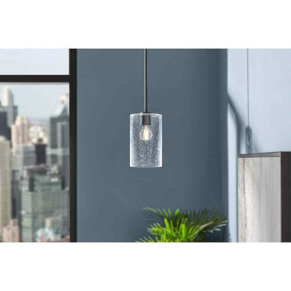 Home Decorators Helenwood 1-Light Matte Black Craftsman Pendant Light