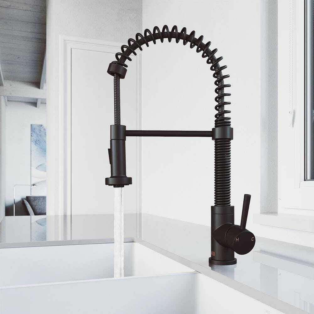 VIGO Edison Single Handle Pull-Down Sprayer Kitchen Faucet in Matte Black