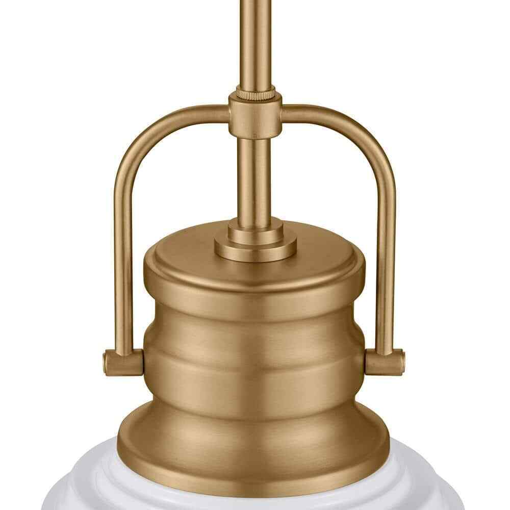Home Decorators Shelston 10 in. White and Brass Hanging Pendant w/ Metal Shade