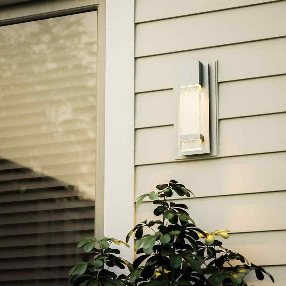Hampton Bay Caroline Modern 1-Light Silver LED Outdoor Wall Lantern Sconce