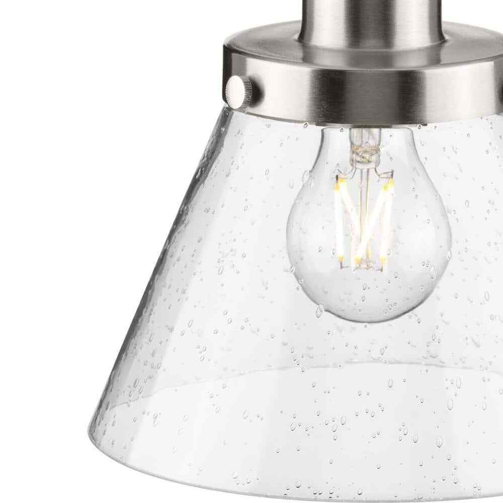 Progress Lighting Hinton 8" Brushed Nickel Pendant w/ Clear Seeded Glass Shade