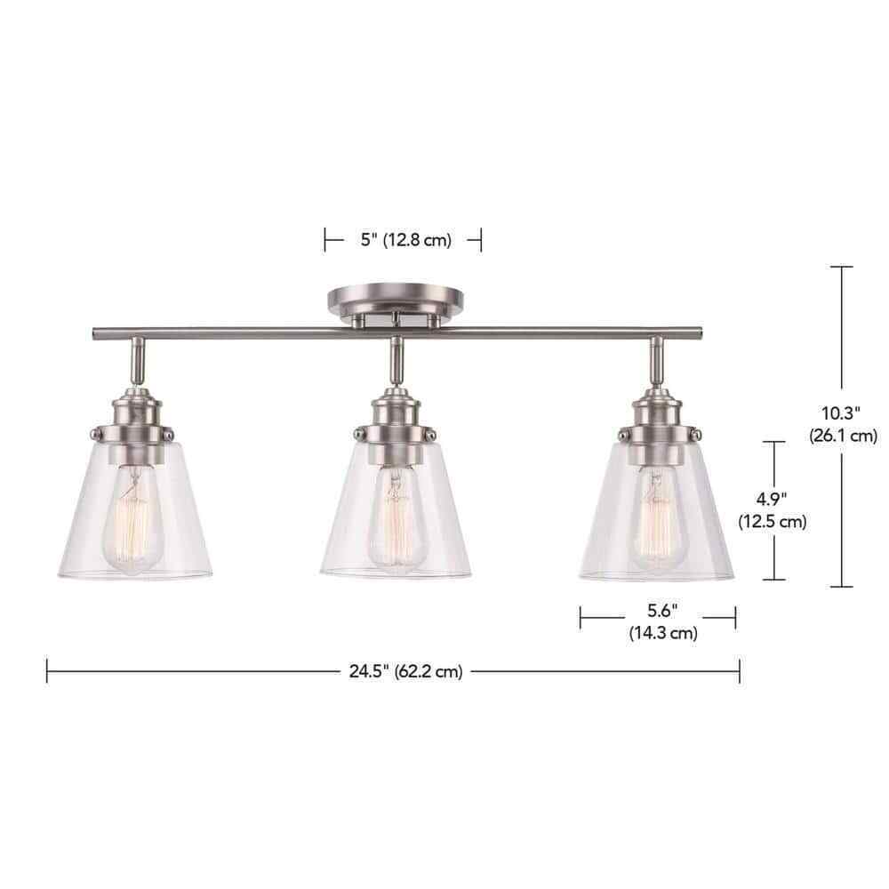 Globe Electric Jackson 2 ft. 3-Light Brushed Nickel Fixed Track Lighting Kit
