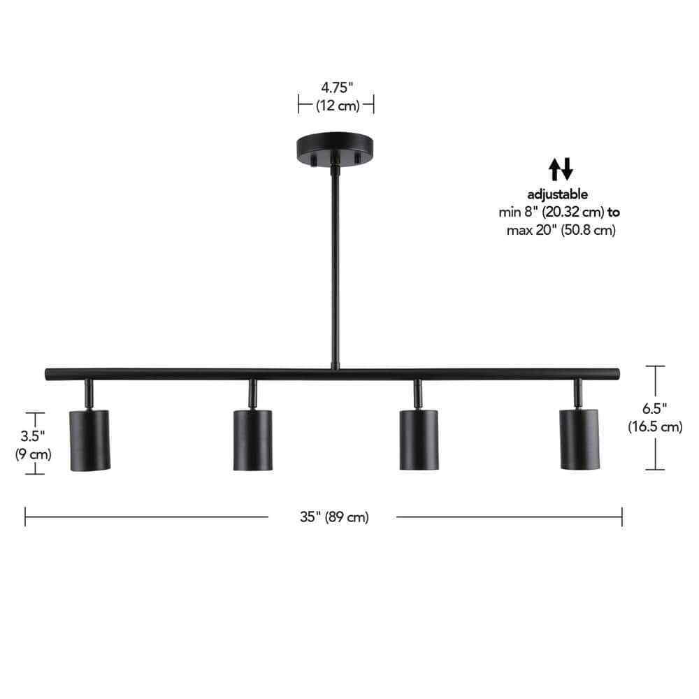 Globe Electric Willard 2.92 ft. 4-Light Black Adjustable Height Linear Track Kit