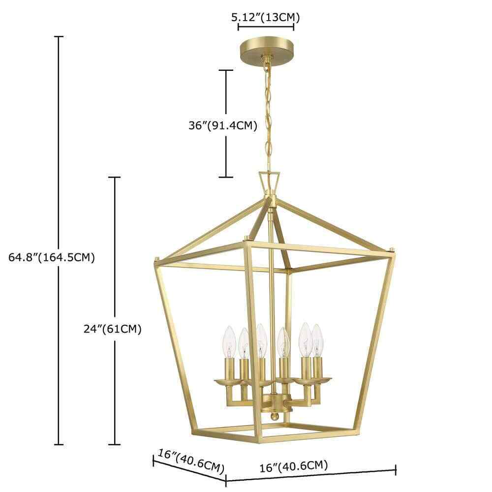 Hukoro Alfa 16 in. 6-Light Geometric Cage Lantern Pendant Light