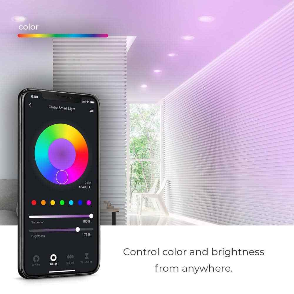 Globe Electric Wi-Fi Smart 6 in. Ultra Slim LED Recessed Lighting Kit 2-Pk White