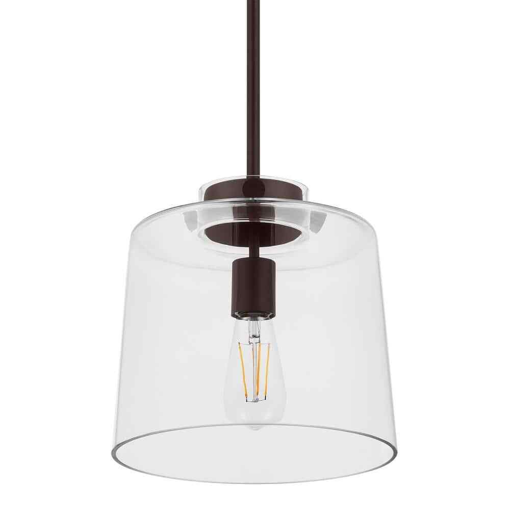 Hampton Bay Mullins 10 in. 1-Light Oil Rubbed Bronze Pendant Hanging Light
