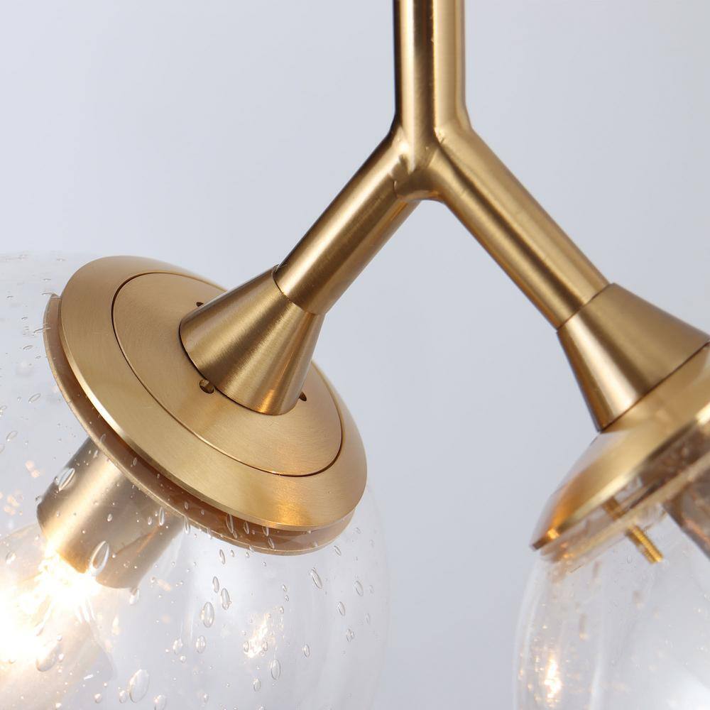 Zevni Black Island Pendant Light 12 in. 2-Light Brass Globe Pendant Light