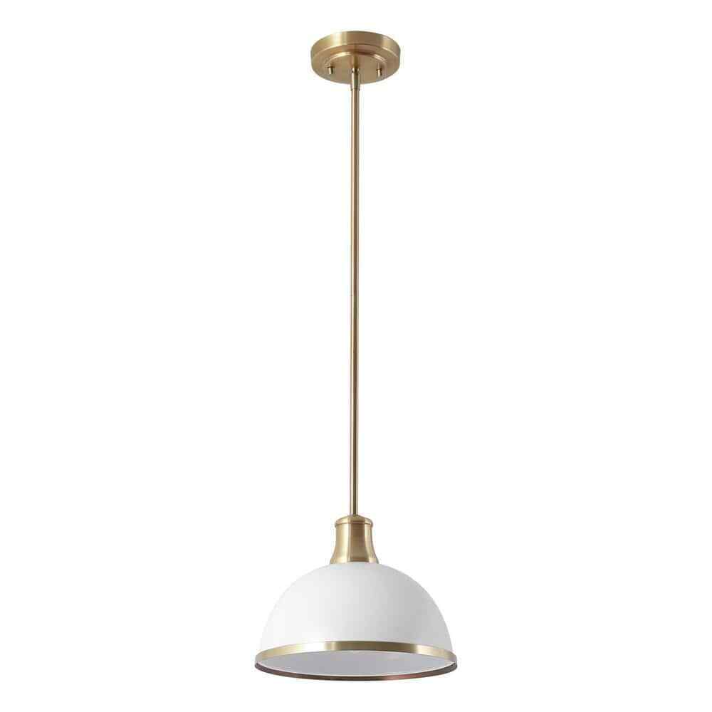 Globe Electric Beckett 1-Light Matte White Pendant Light with Metal Shade