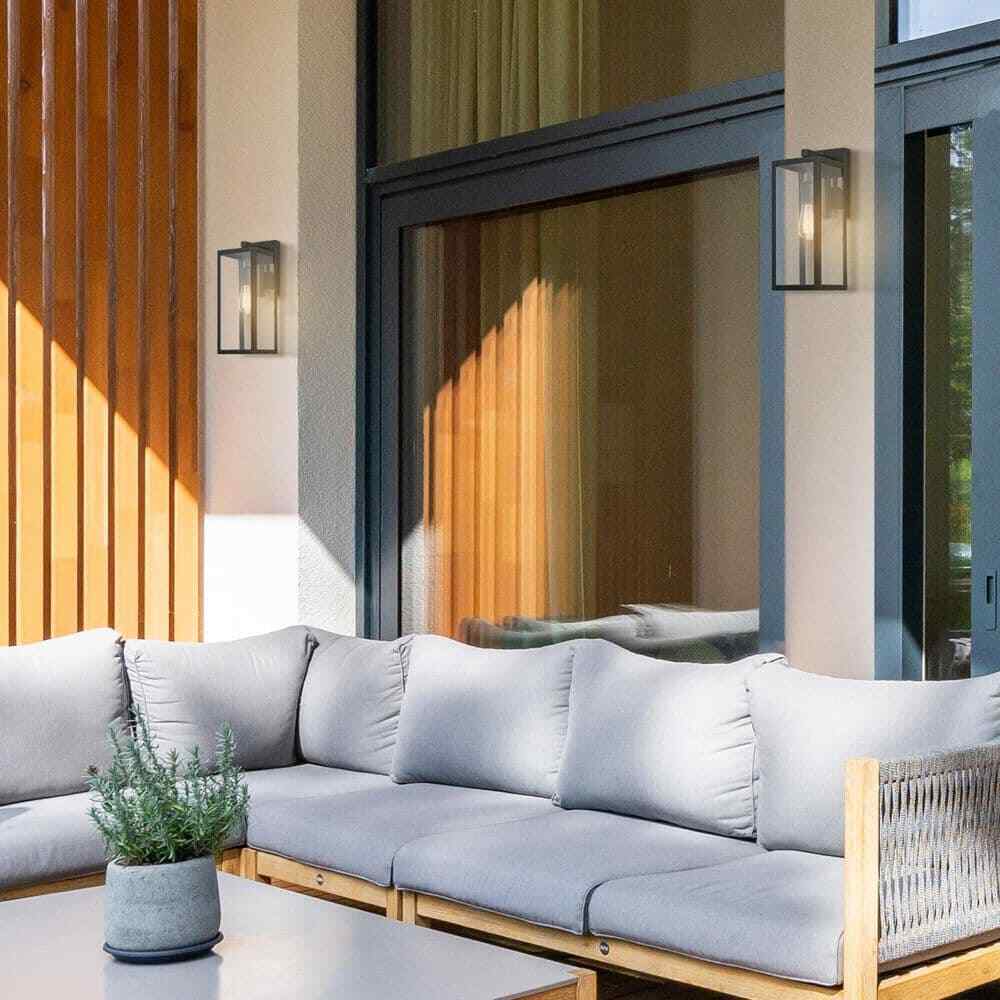 Hampton Bay Hurley Modern 1-Light Matte Black Hardwired Outdoor Wall Lantern