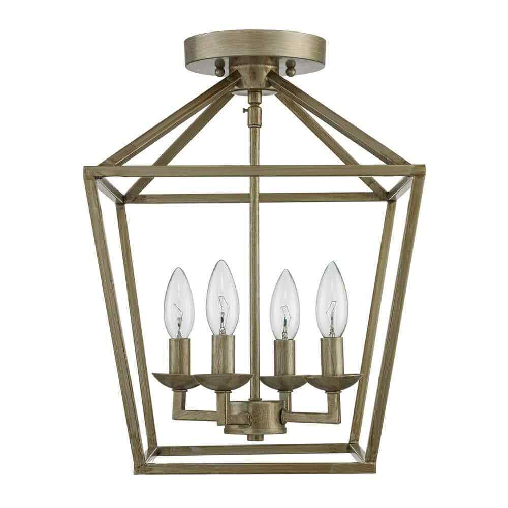 Home Decorators Weyburn 16.5 4-Light Antique Silver Leaf Ceiling Light Fixture