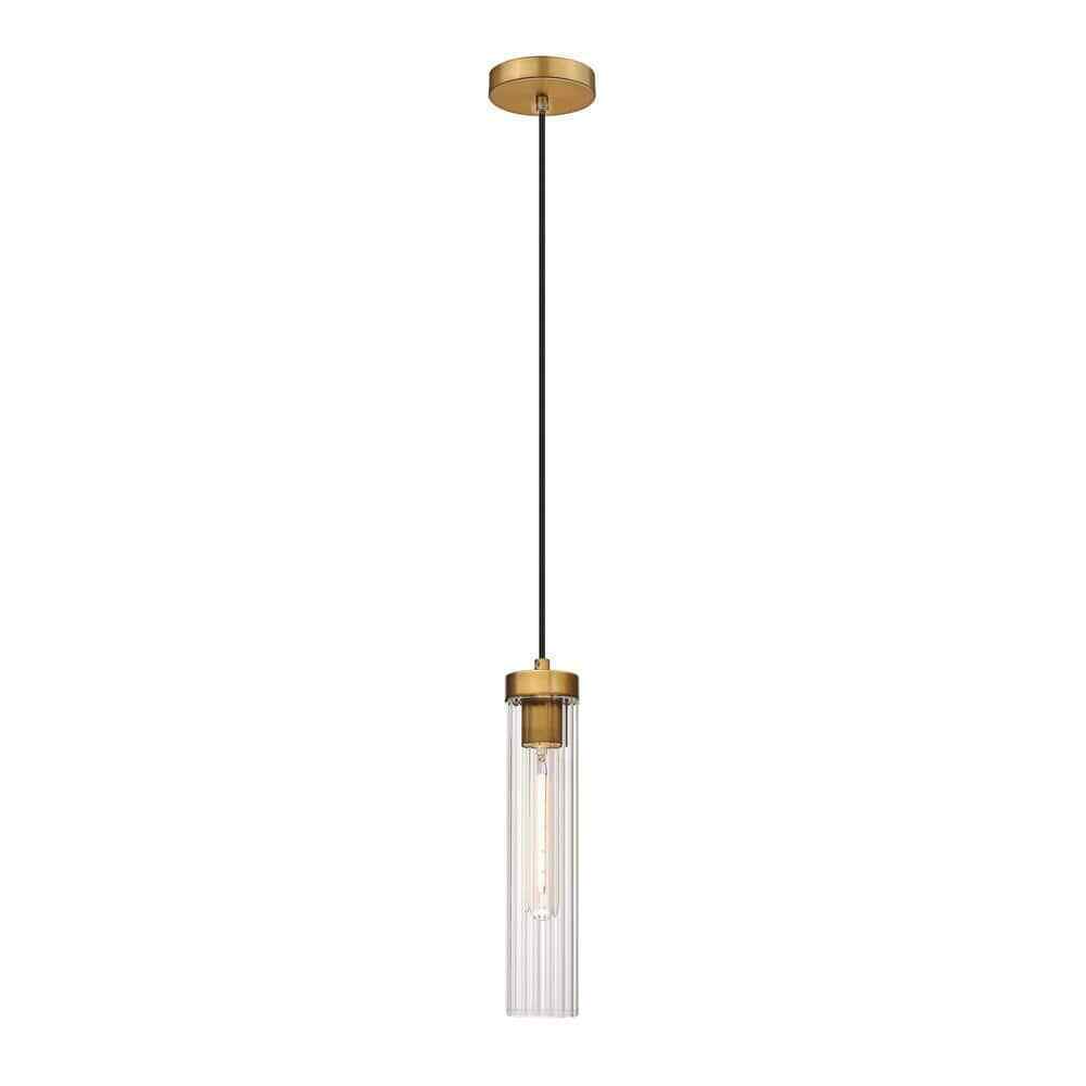 Beau 1-Light Rubbed Brass Pendant Light with Glass Shade 740P-RB