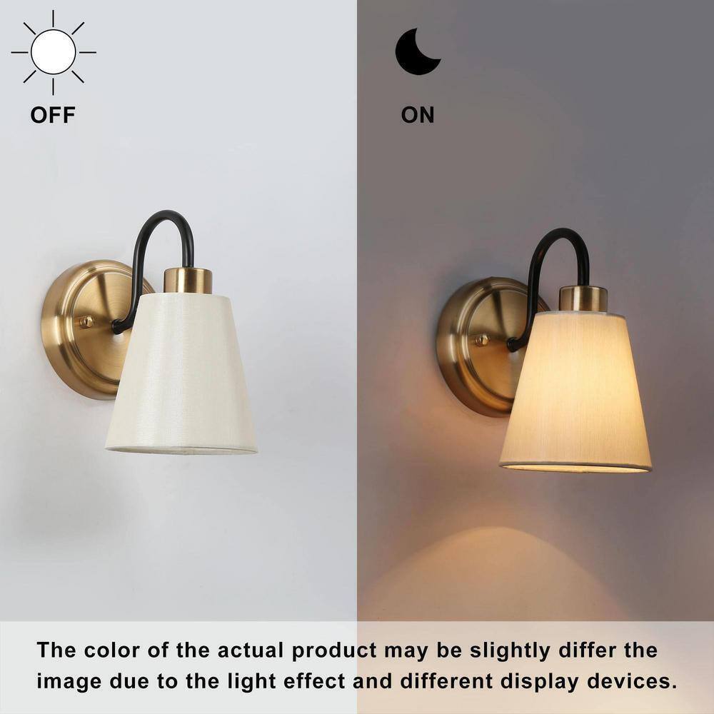 LNC Modern Classic 1-Light Plated Brass and Black Wall Sconce