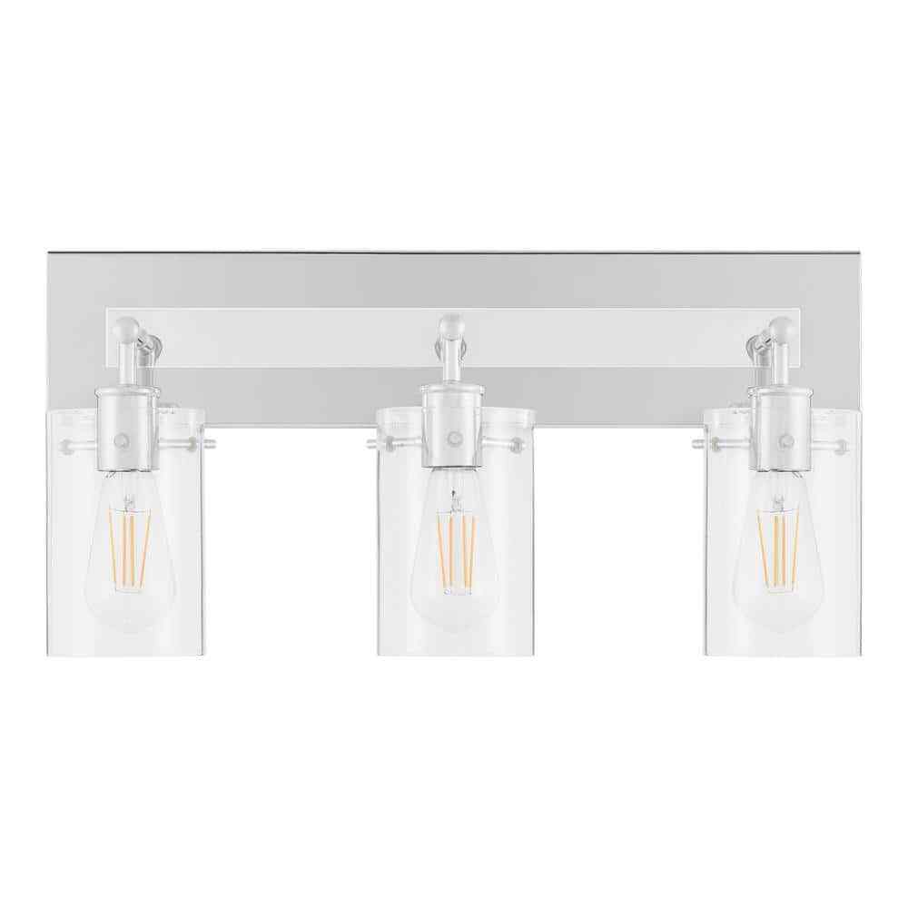 Hampton Bay Regan 21 in. 3-Light Chrome Vanity Light w/ Clear Glass Shades
