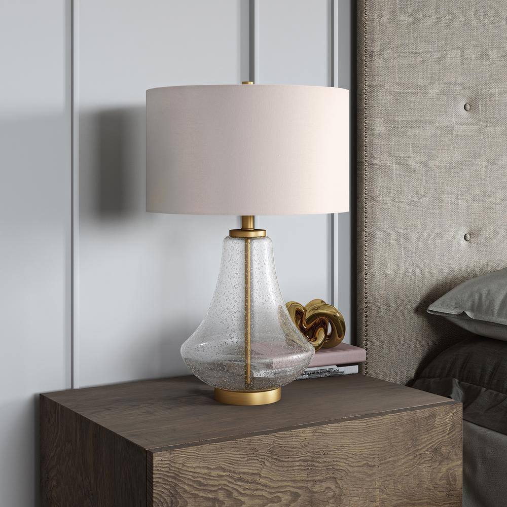 Meyer&Cross Lagos 23 in. Table Lamp in Brushed Brass and Seeded Glass