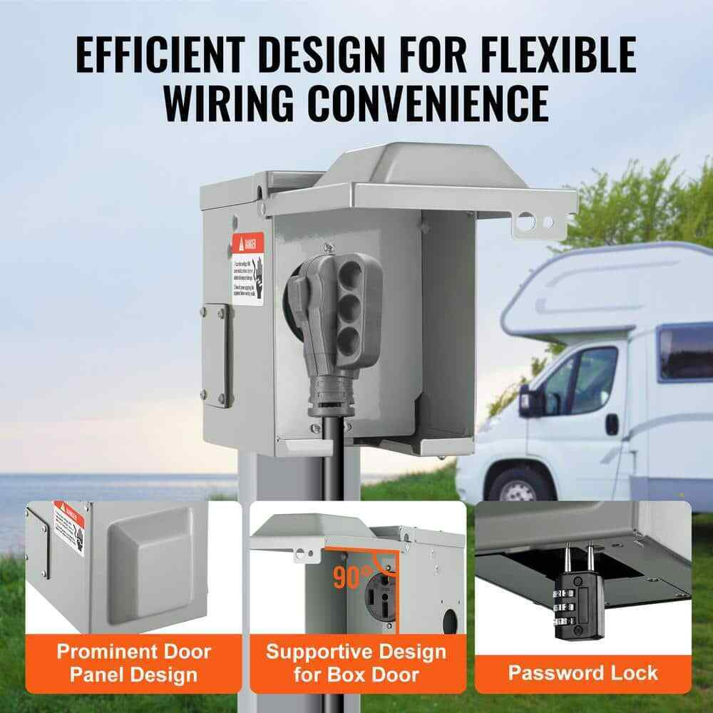 VEVOR RV Power Outlet Box 125-Volt/250-Volt Receptacle Panel for RV or Camper