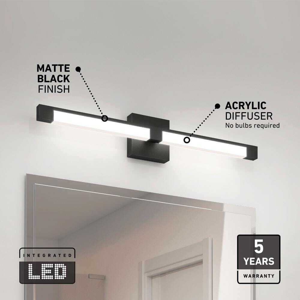 Artika Tivoli 27 in. Integrated LED Matte Black Vanity Light Bar Wall Fixture