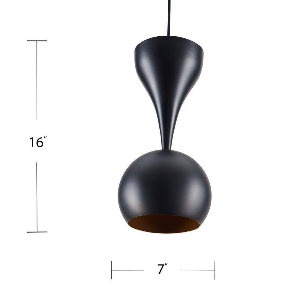 Southern Enterprises Conner Matte Black Midcentury Modern Dome Pendant Lamp