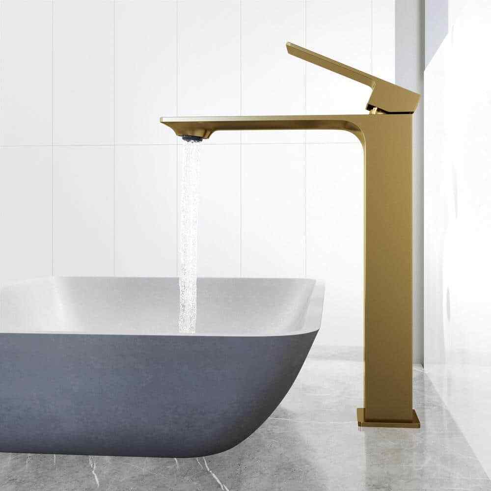 VIGO Dunn Single Handle Single-Hole Bathroom Vessel Faucet in Matte Brushed Gold