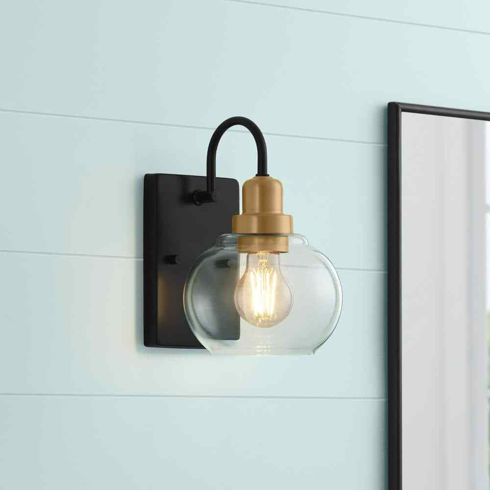 Home Decorators Halyn 4.5 in. 1-Light Matte Black Indoor Wall Sconce