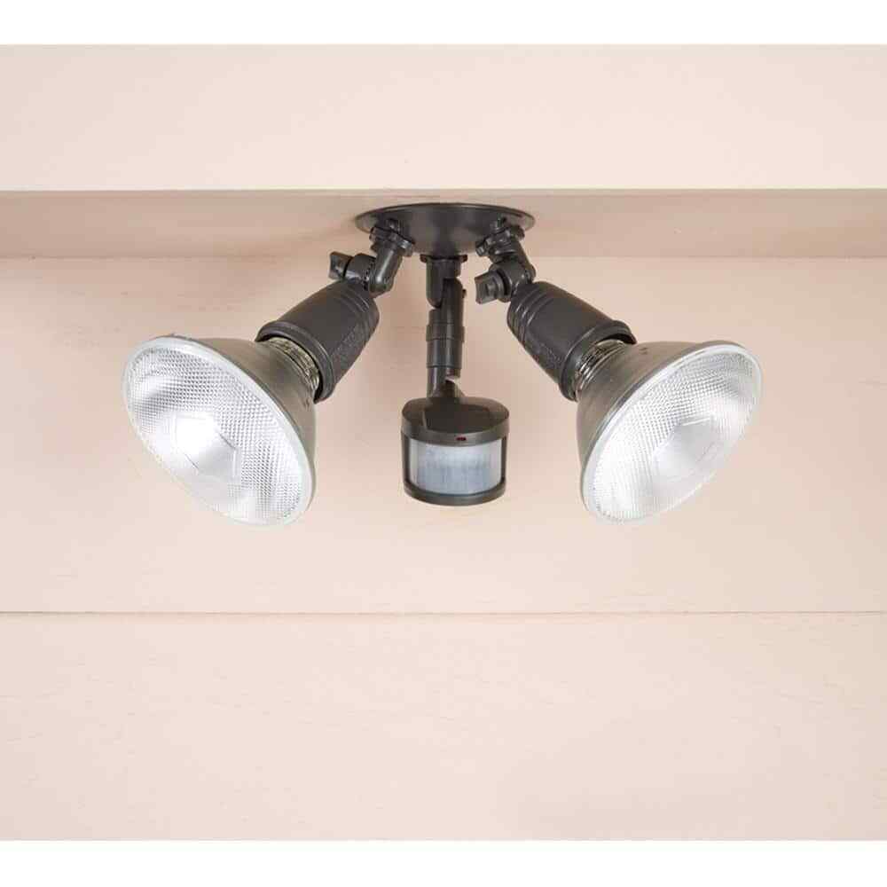 HALO 180-Degree Bronze Twin Head Motion Activated Outdoor Flood Light MS185