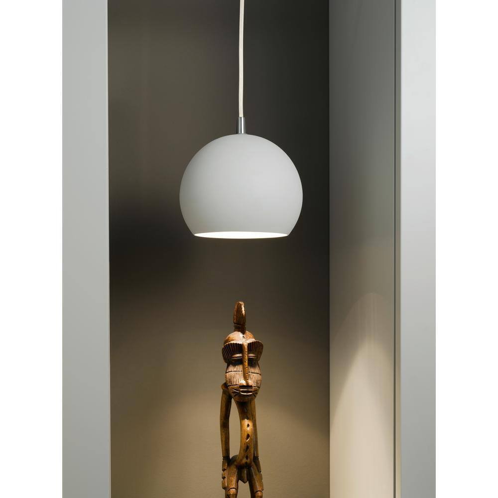 Eglo Petto 6 in. W x 59 in. H 1-Light White Mini Pendant Light with Metal Shade