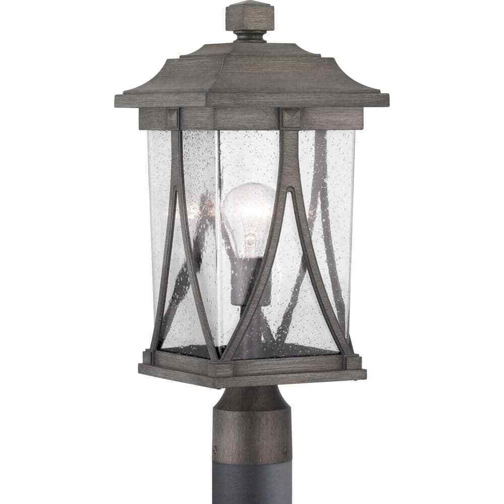 Progress Lighting Abbott Antique Pewter Clear Seeded Glass Post Lantern Light
