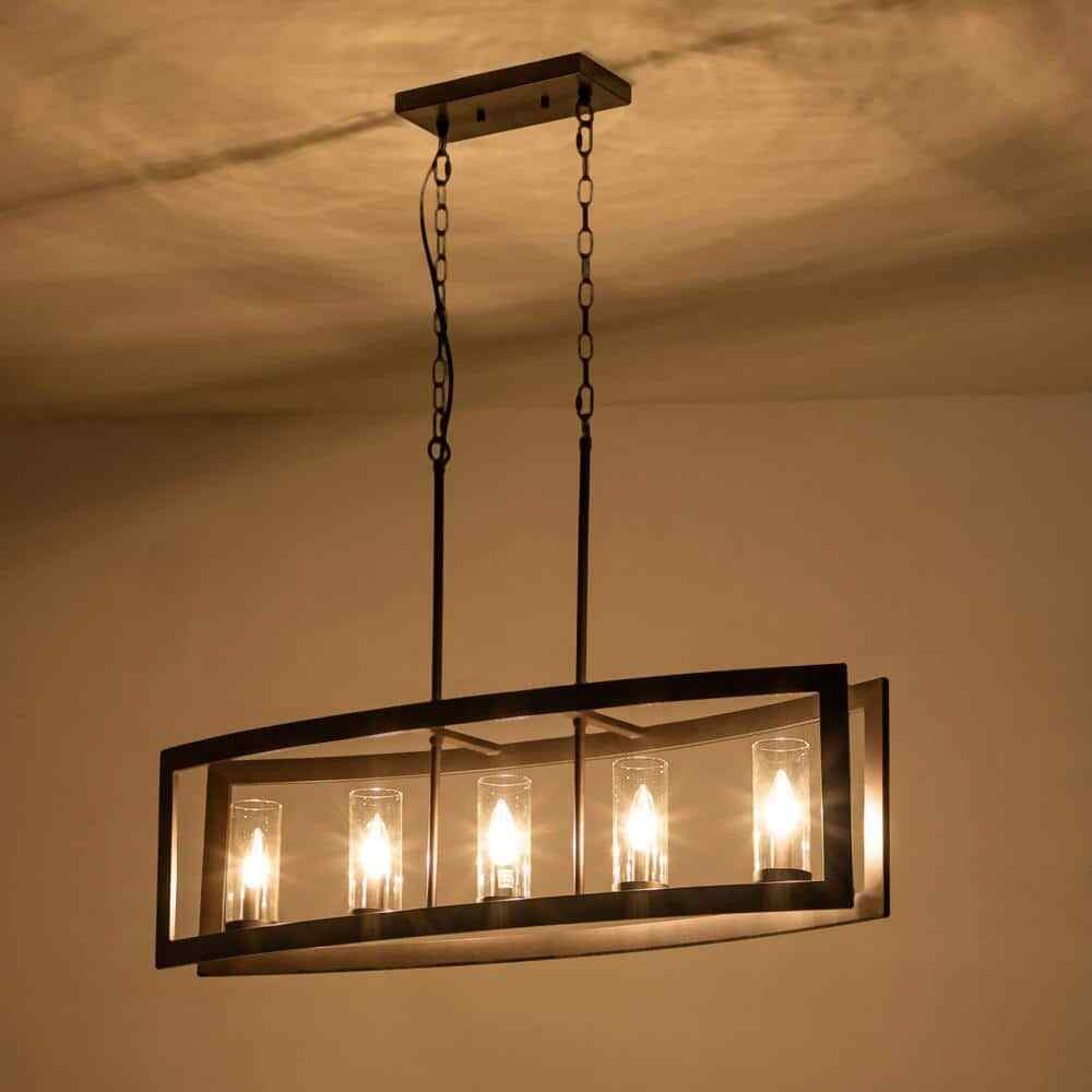 RRTYO Sylvette 5-Light Oil Rubbed Bronze Kitchen Curved Island Chandelier