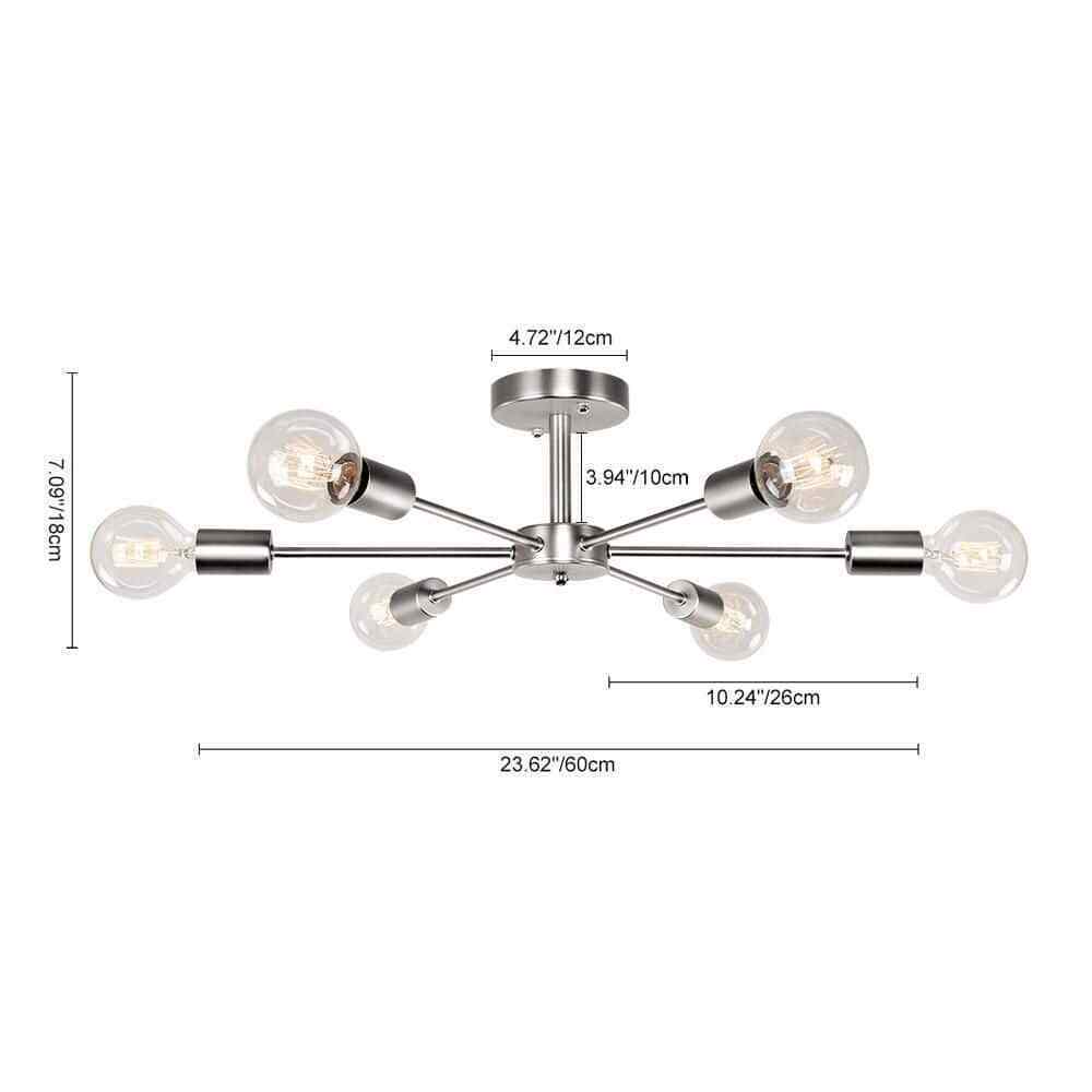RRTYO Gallman 6-Light Nickle Mid-Century Pendant Ceiling Light