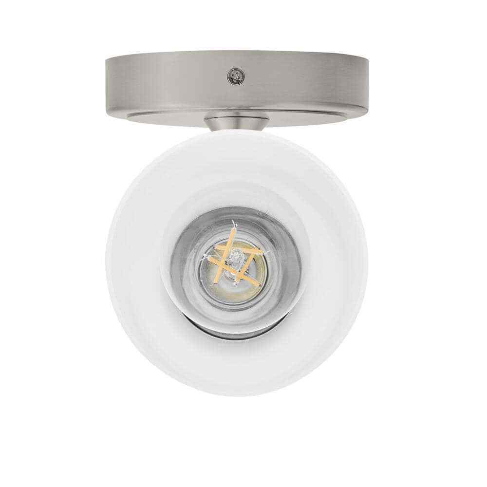 Home Decorators Ayelen 1-Light Brushed Nickel Opal White Glass Wall Sconce