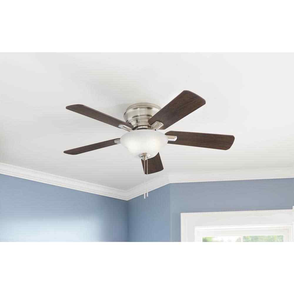 Hampton Bay Hawkins III 44 in. LED Indoor Brushed Nickel Flush Mount Ceiling Fan