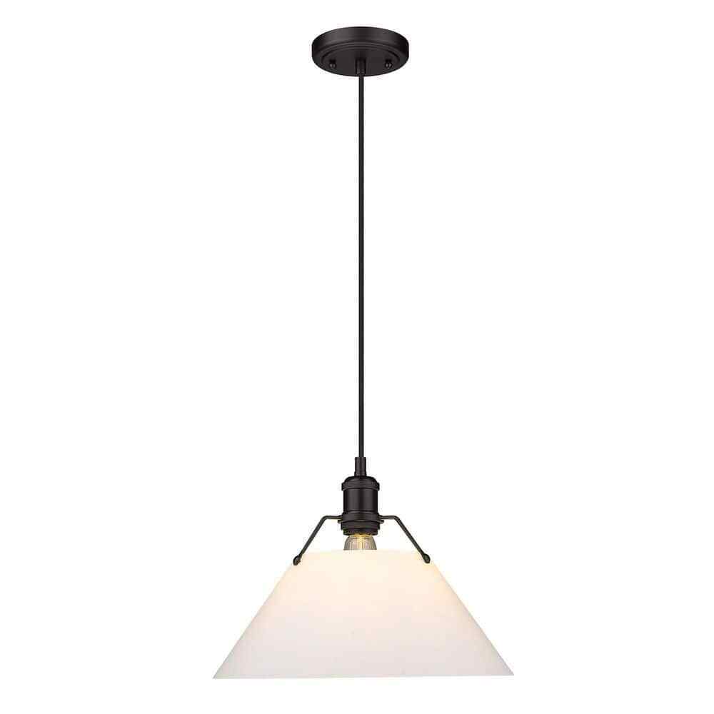 Golden Lighting Orwell Matte Black Standard Pendant Light with Opal Glass Shade