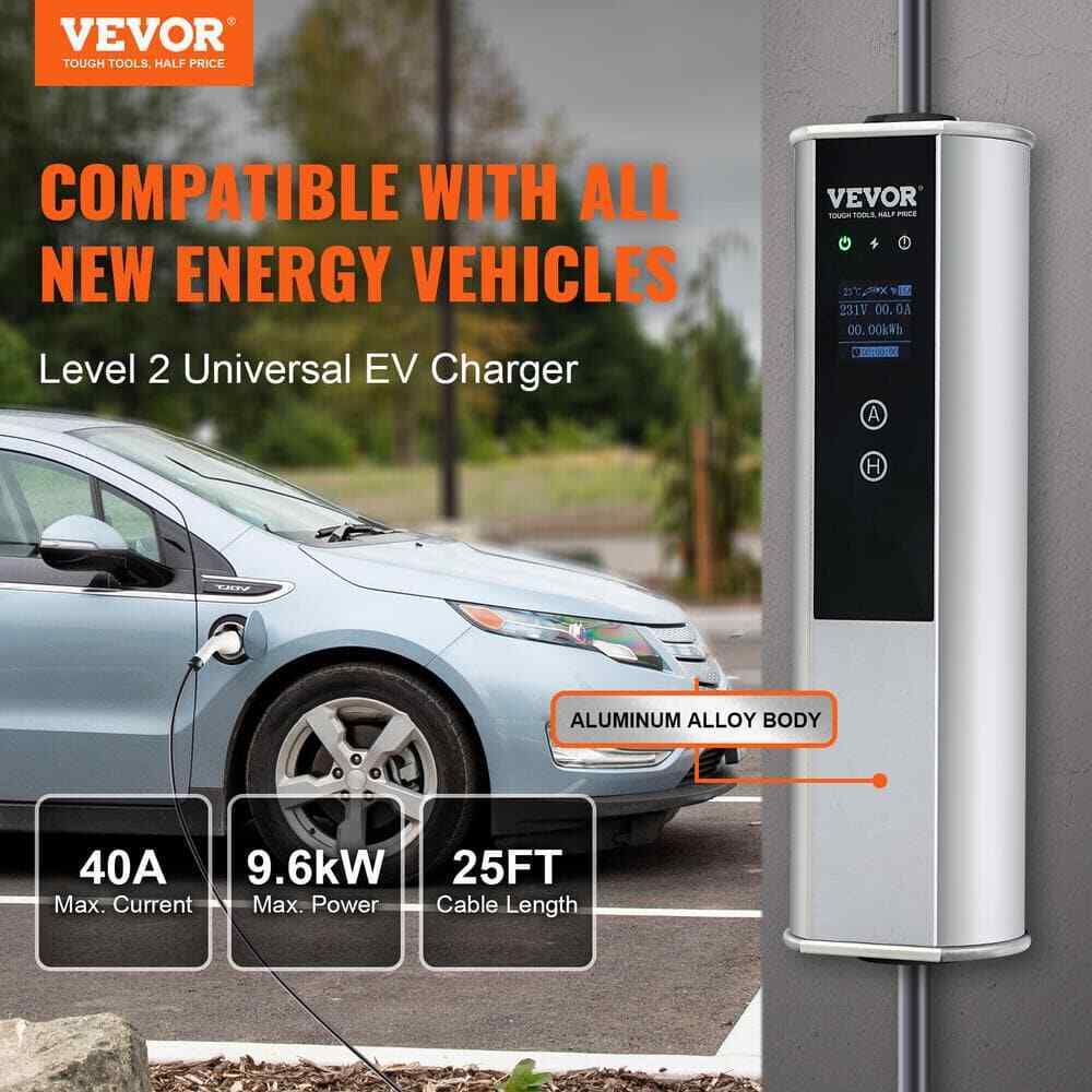 VEVOR Level 2 EV Charger 240V Home EV Charging Station w/ 25 ft. Cable NEMA