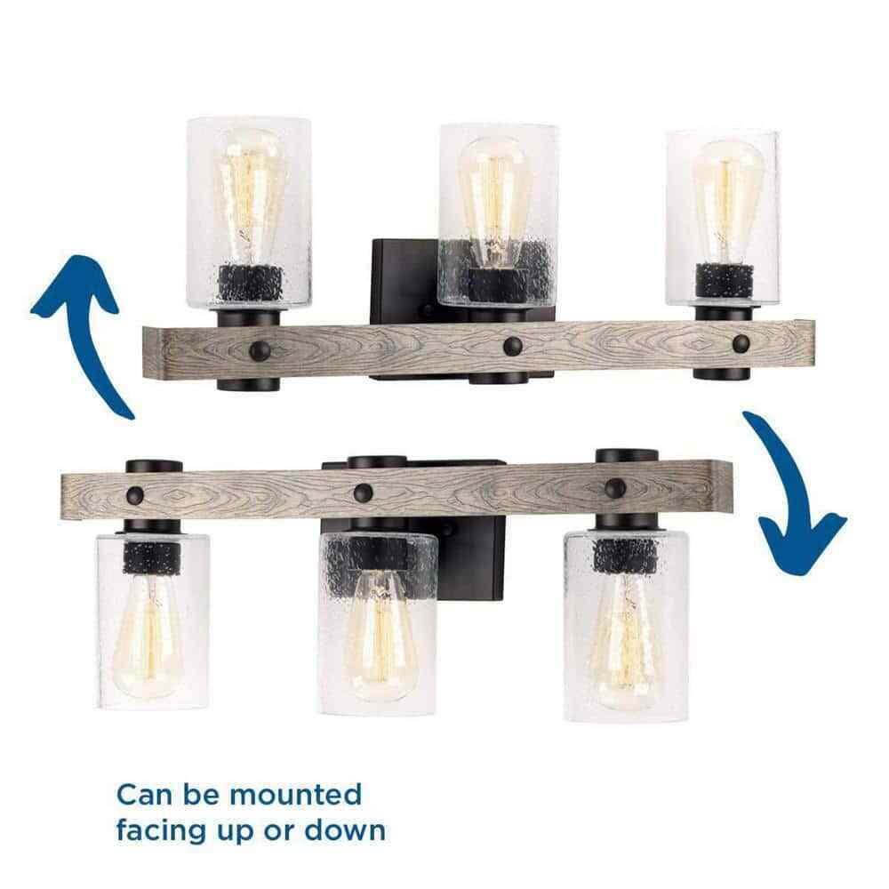 Progress Lighting Gulliver 24 in. 3-Light Graphite Coastal Bathroom Vanity