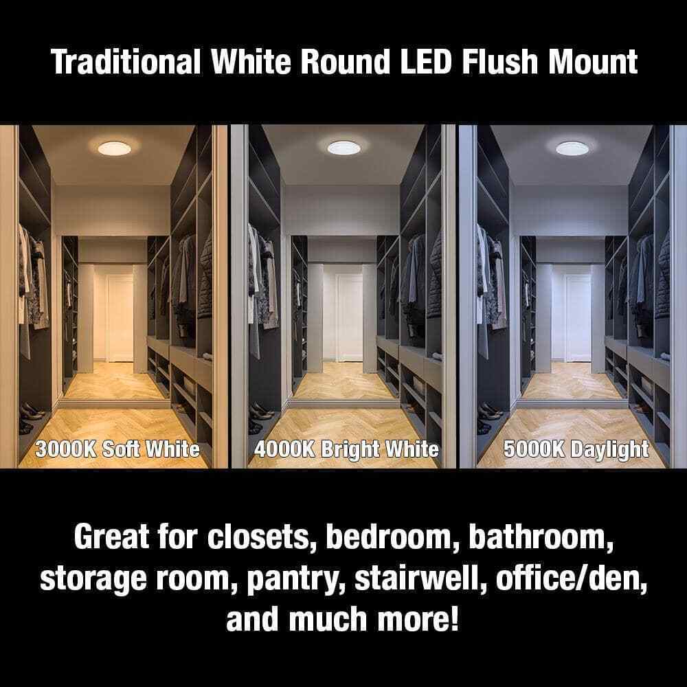 Commercial Electric 12 in Low Profile LED Flush Mount Round Closet Light Fixture