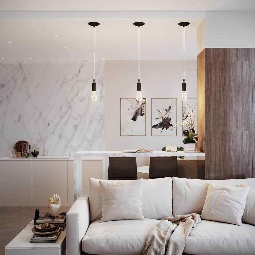 Globe Electric 1-Light Vintage Edison Matte Black Mini Pendant 64906