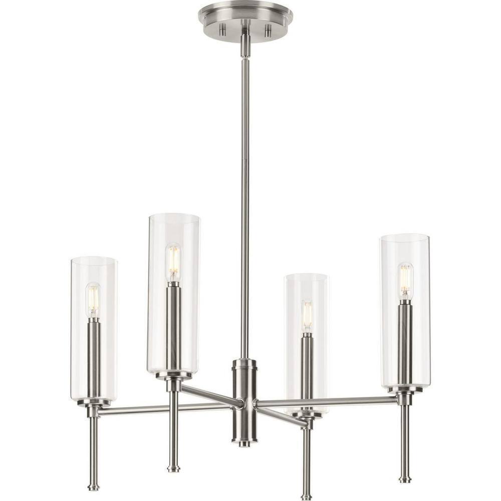 Progress Lighting Elara 22.87 in. 4-Light Dining Room Brushed Nickel Chandelier