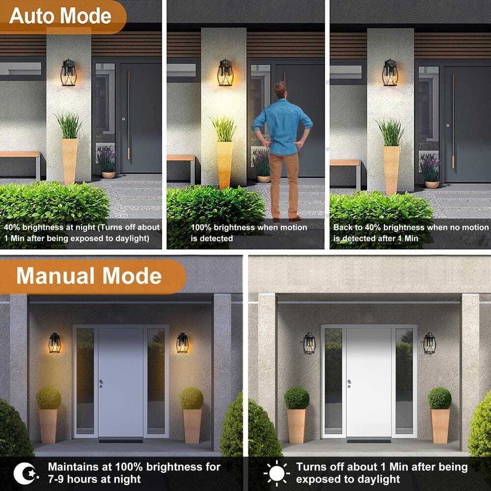 Uolfin Modern Outdoor Wall Light 1-Light Motion Sensor Wall Lantern Sconce 2-Pk