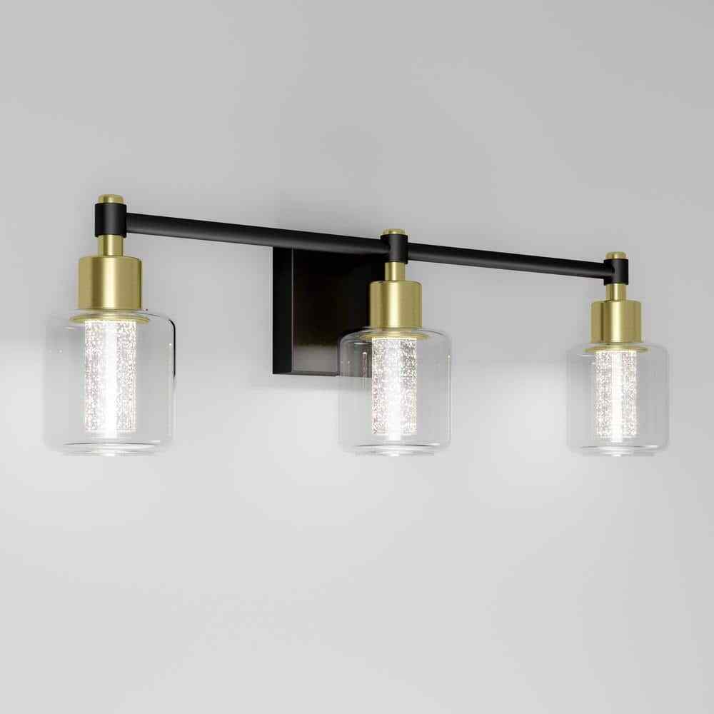 Artika Champagne Globe 3 Light Black & Gold Modern Integrated LED Vanity Light