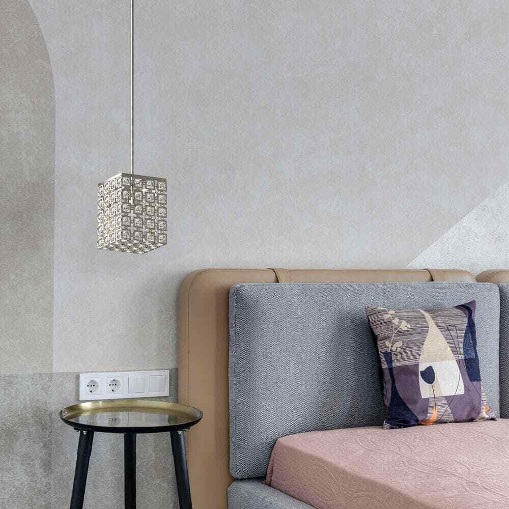 Volume Lighting 1-Light Indoor Brushed Nickel Square Rectangle Downrod Pendant