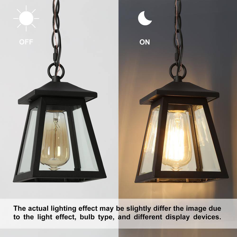 Uolfin Modern Black Outdoor Hanging Light Exton 1-Light Lantern Outdoor