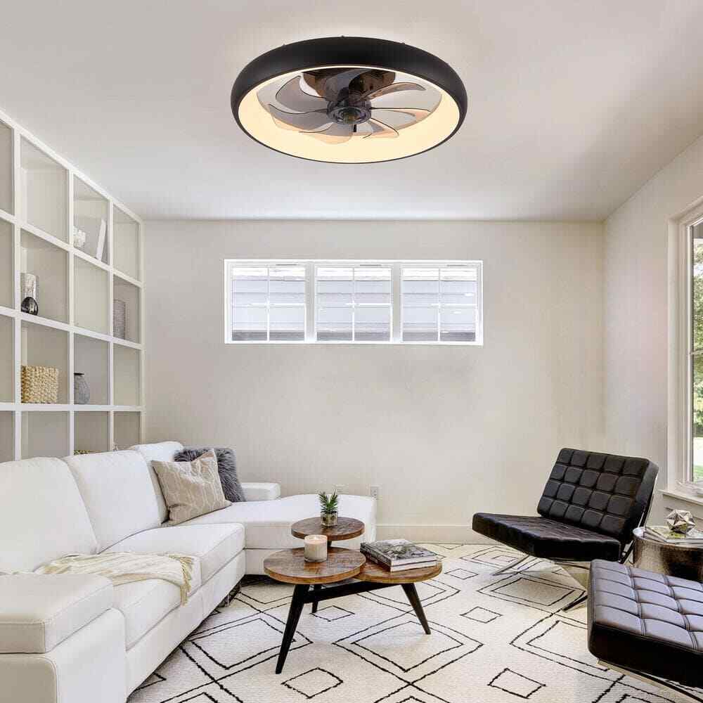 ANTOINE 20 in. Integrated LED Indoor Black Flush Mount Dimmable Ceiling Fan