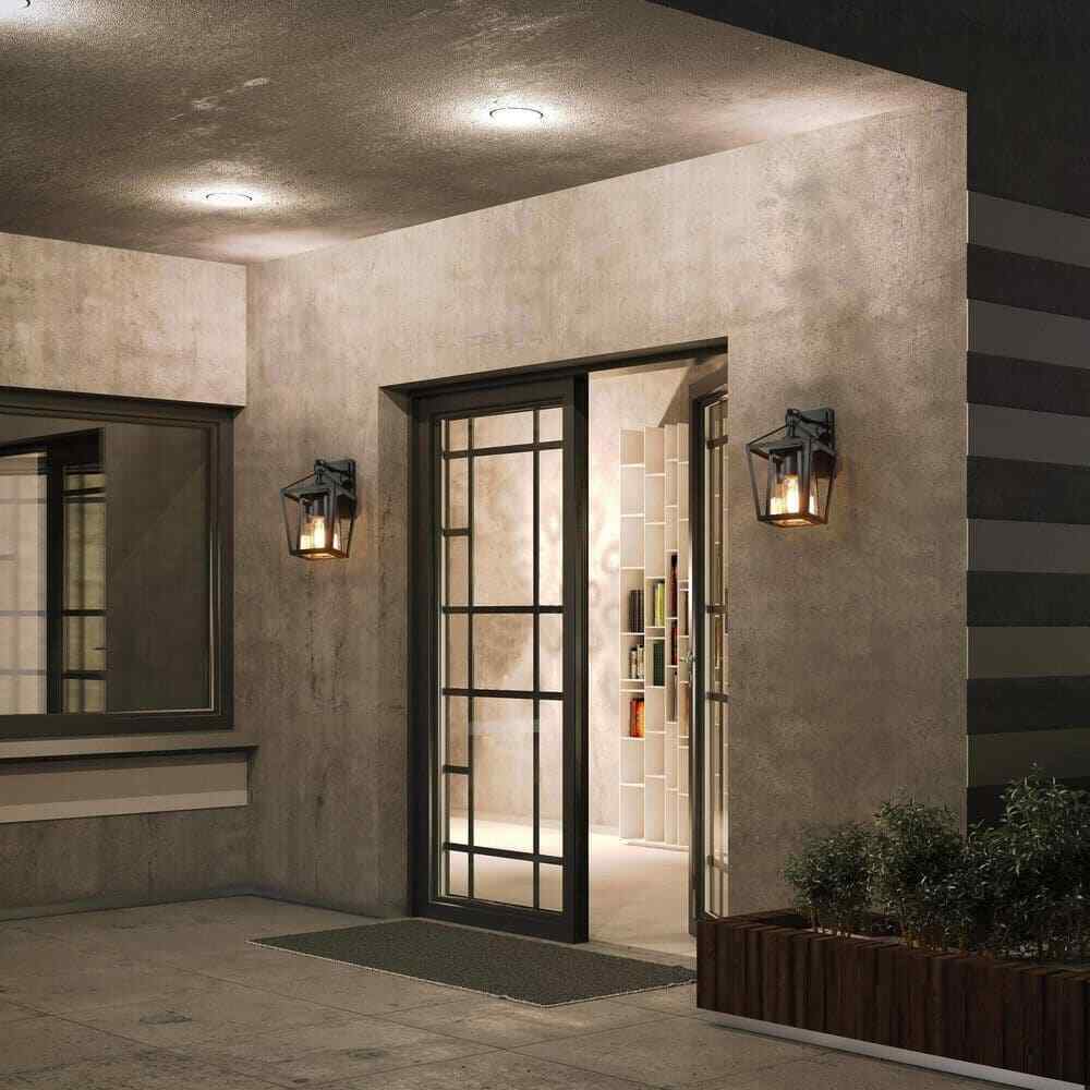 Uolfin Modern Farmhouse Arie 1-Light Industrial Black Cage Outdoor Sconce